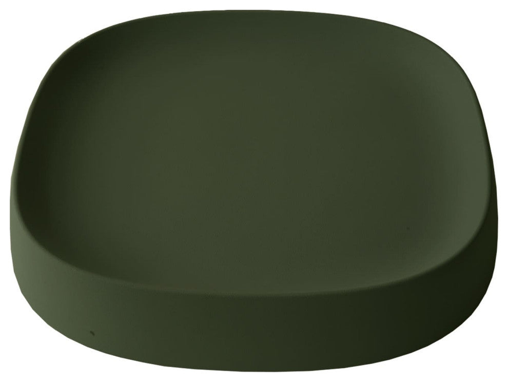 Pebble  Modern Plant Caddy with Hidden Wheels, Olive, Medium