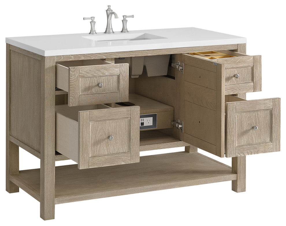 Breckenridge 48" Single Vanity, Oak, 3 CM White Zeus Top