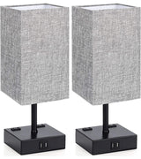 3 Way Dimmable Touch Control Table Lamp, Nightlight with USB Ports,Set of 2