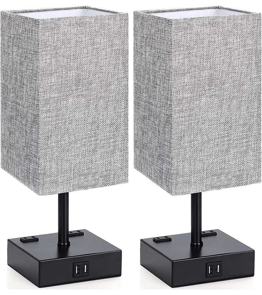 3 Way Dimmable Touch Control Table Lamp, Nightlight with USB Ports,Set of 2