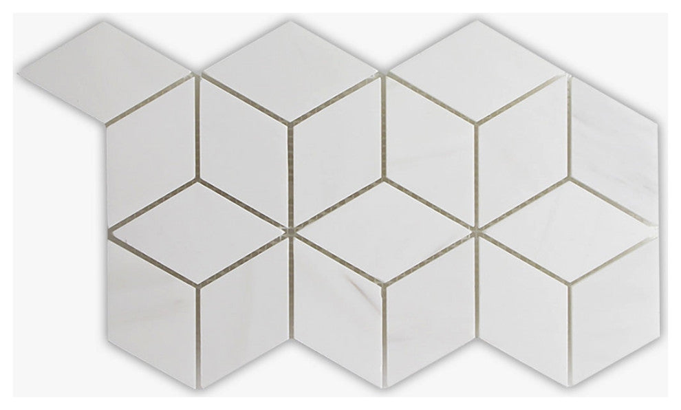 Bianco Dolomiti Honed 2x8 Rhombus Marble Mosaic