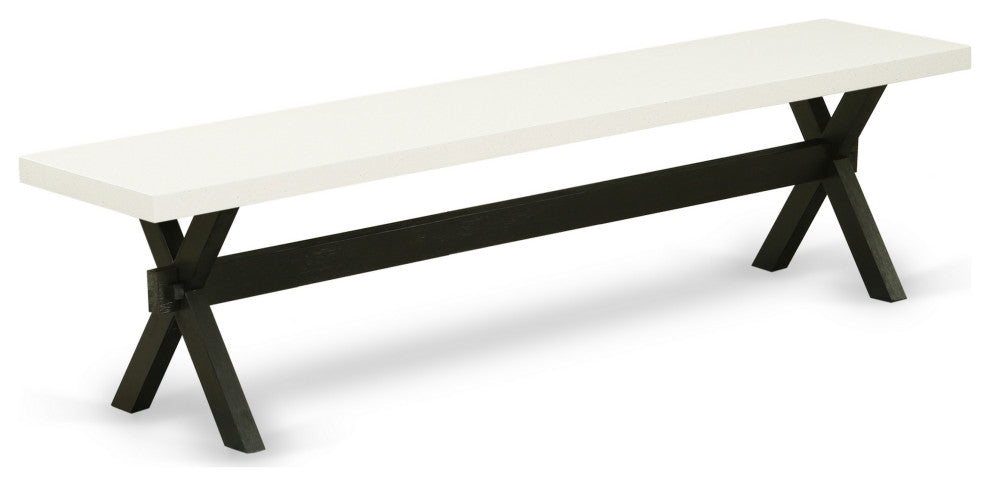 X-Style 15X72 In Dining Bench With Wirebrushed Black Leg And Linen White Top