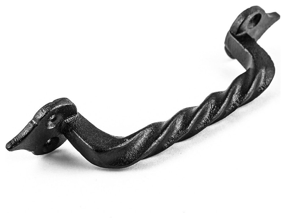 4 Piece Twisted Black Wrought Iron Cabinet Door Drawer Pull 5 7/8" Total Length