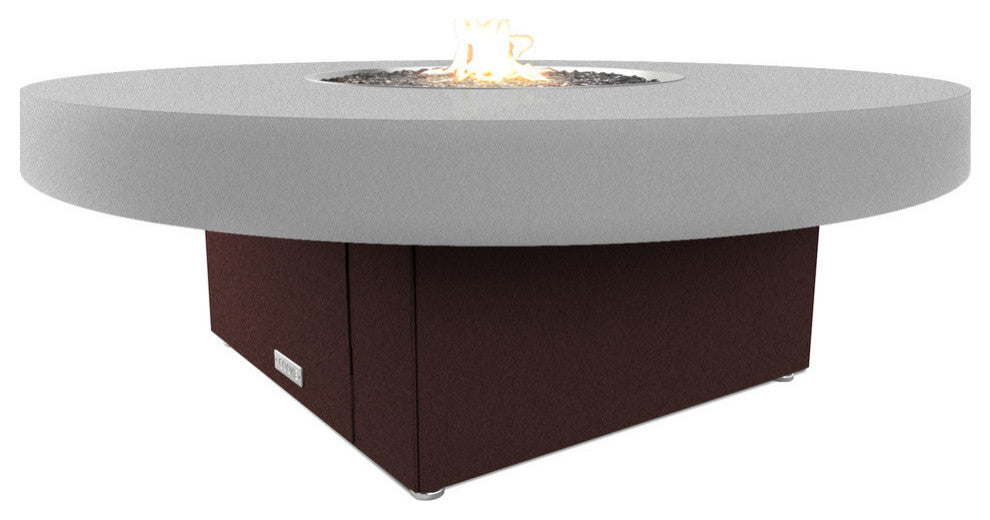 Circular Fire Pit Table, 48 D, Natural Gas, Hilltop Top, Dark Cherry