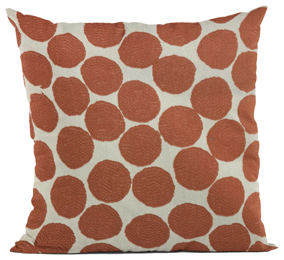 Plutus Red Beige Tomato Dot Luxury Throw Pillow, 26"x26"