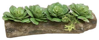 Admired By Nature Brown Cement Tree Log Succulent Planter, 12"