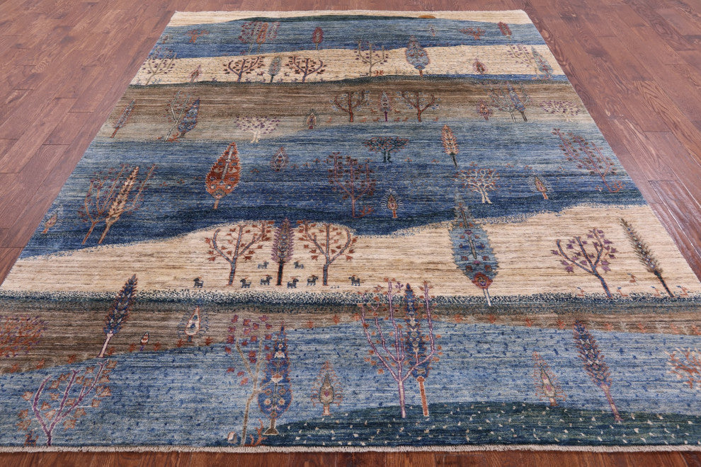 7' 10" X 9' 8" Handmade Persian Gabbeh Tribal Wool Rug Q9678