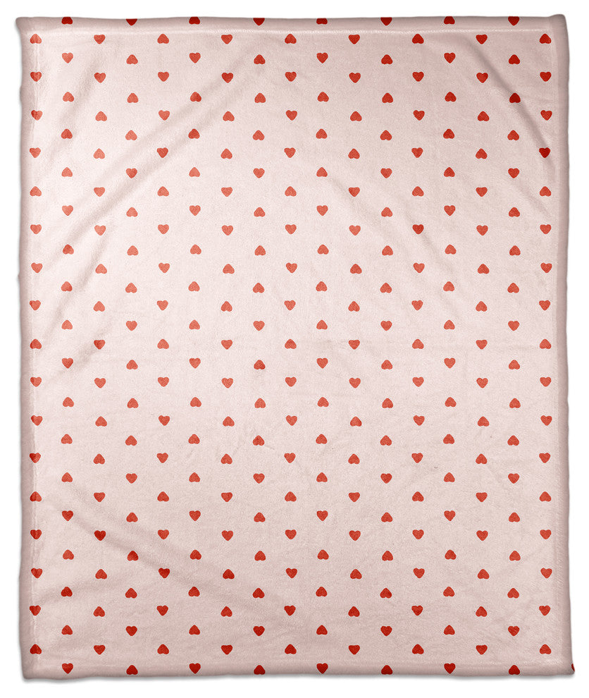Tiny Hearts Pattern in Red and Pink Fleece Blanket