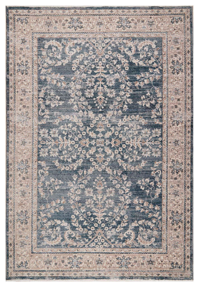 Heirloom Antique Floral Area Rug, Navy, 2'x2'11"