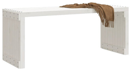 vidaXL Patio Bench Extendable Garden Bench Outdoor Seating White Solid Wood Pine
