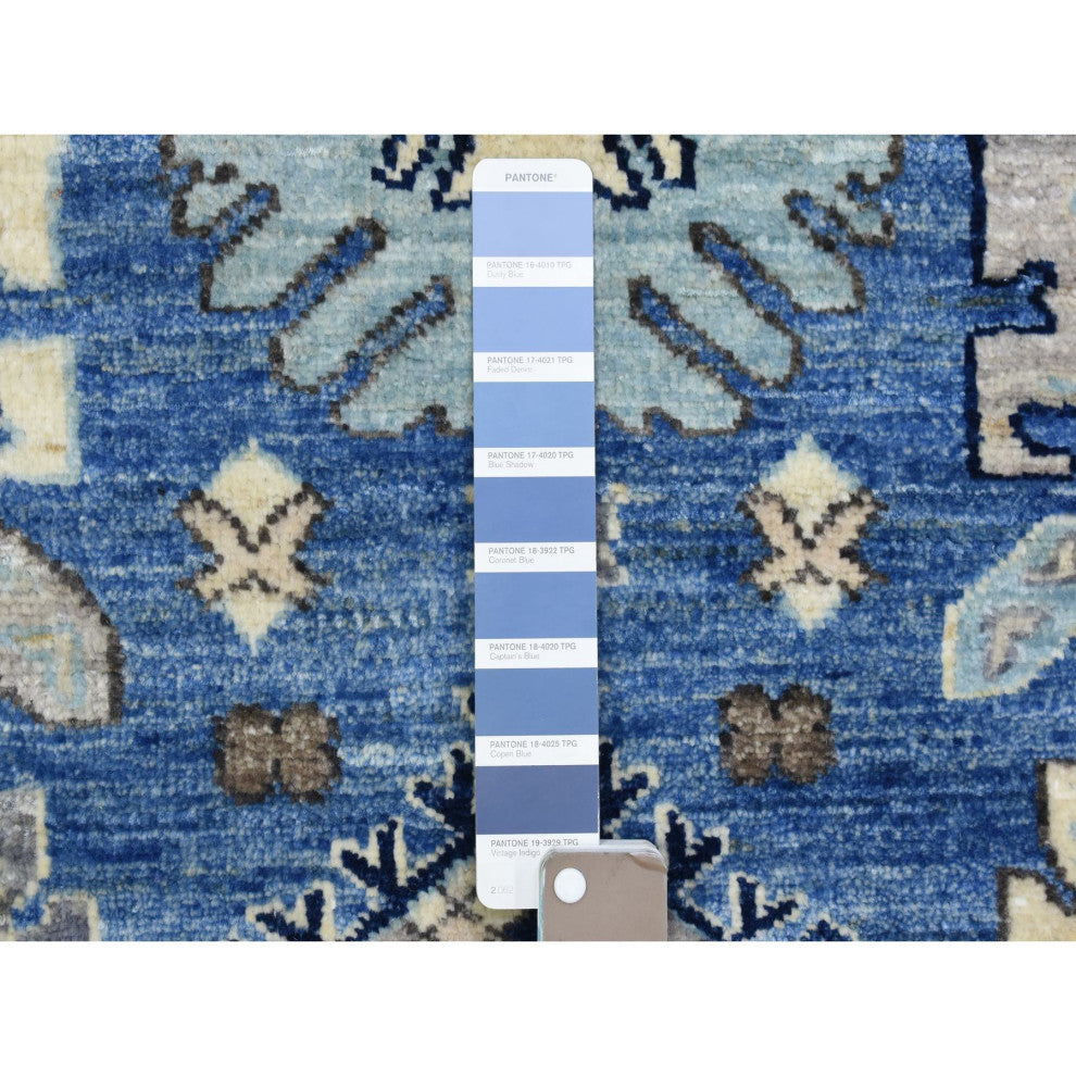 Light Blue, Organic Wool Hand Knotted, Afghan Ersari Oriental Rug, 8'1"x9'9"
