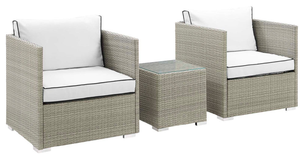 Repose 3-Piece Outdoor Sectional Set, Light Gray White