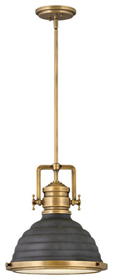 Keating 1-Light Pendant, Heritage Brass With Aged Zinc