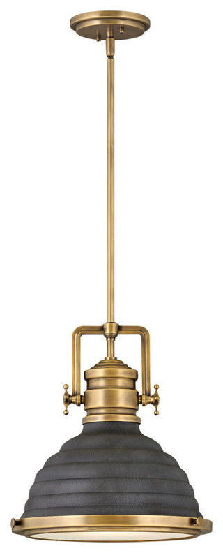 Keating 1-Light Pendant, Heritage Brass With Aged Zinc