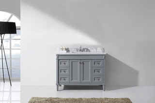 Tiffany 48" Single Bathroom Vanity, Gray with Marble Top and Square Sink