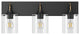 Matte Black 3-Light Cylinder Clear Glass Vanity Light for Bathroom