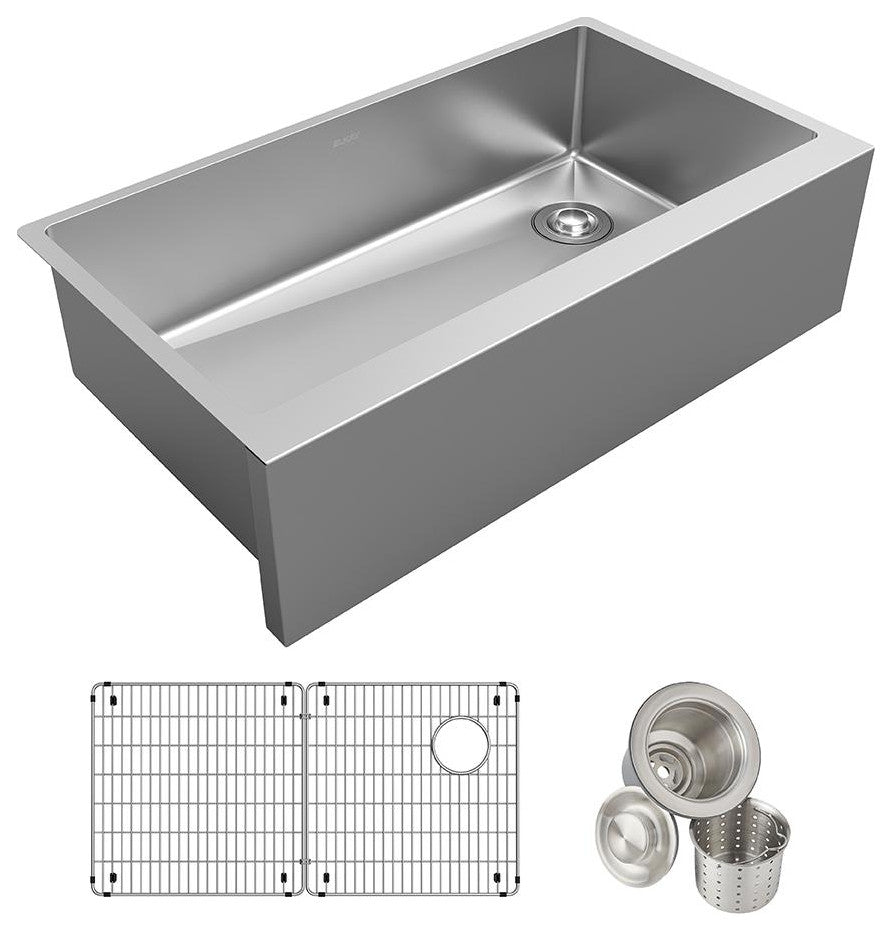 EFRUFF3417RDBG Elkay Crosstown 16 Gauge Stainless Steel Tall Farmhouse Sink Kit
