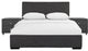 Grey Upholstered Platform King Bed With Two Nightstands
