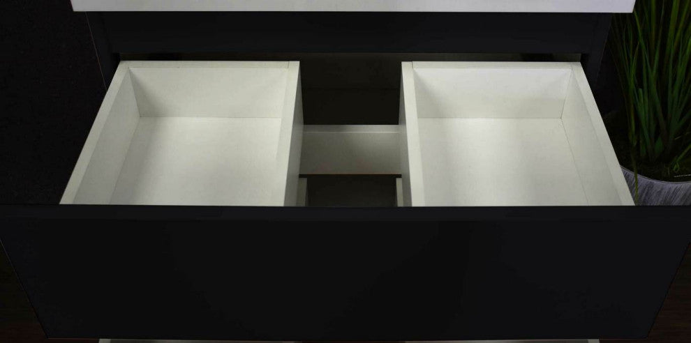 Salt 18Dx24" Floating Bathroom Vanity, Glossy Black, Cabinet Only