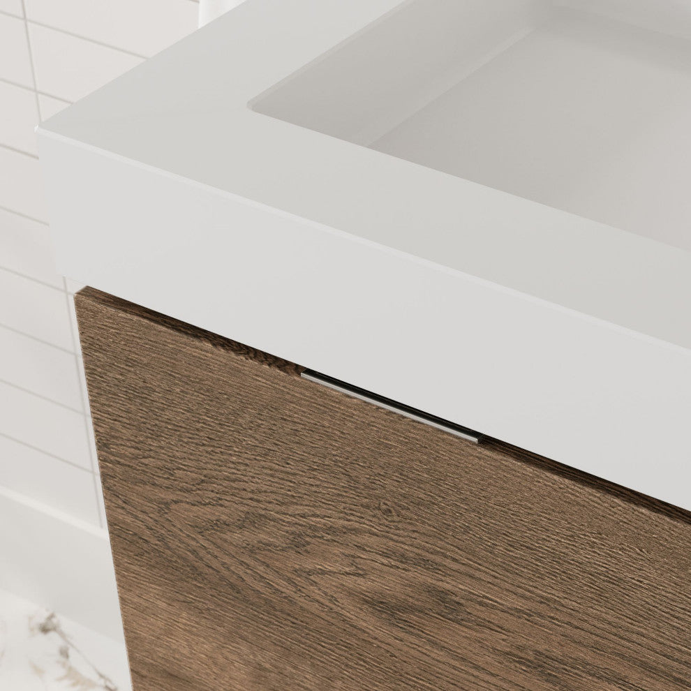 Boutique Bath Vanity, Butternut, 60", Double Sink, Wall Mount