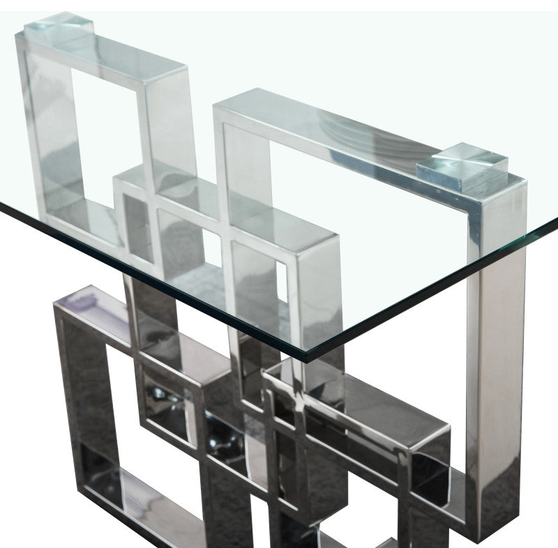 Glass Dining Table With Clear Tempered Glass Top and Gold Mirror Finish
