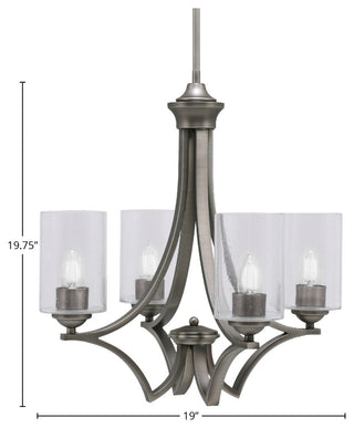 Zilo Uplight, 4 Light, Chandelier, Graphite Finish With 4" Clear Bubble Glass