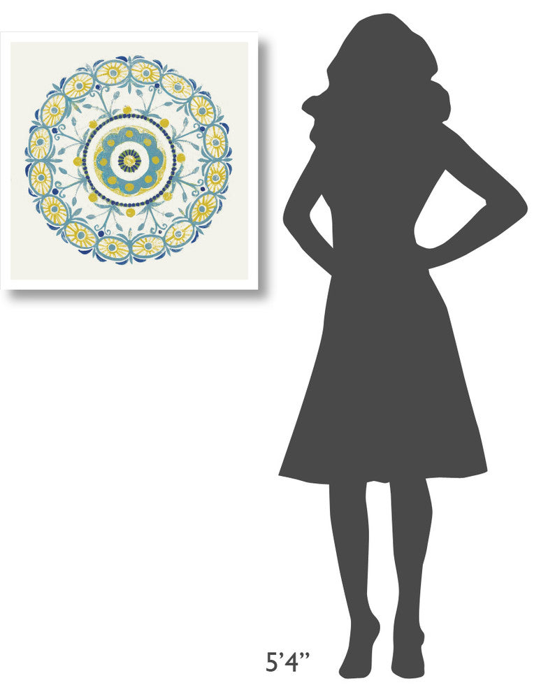 "Lakai Circle I Blue and Yellow" Digital Paper Print by Kathrine Lovell, 26"x26"