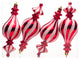 4-Pack Red And White Finial Candy Ornament Set
