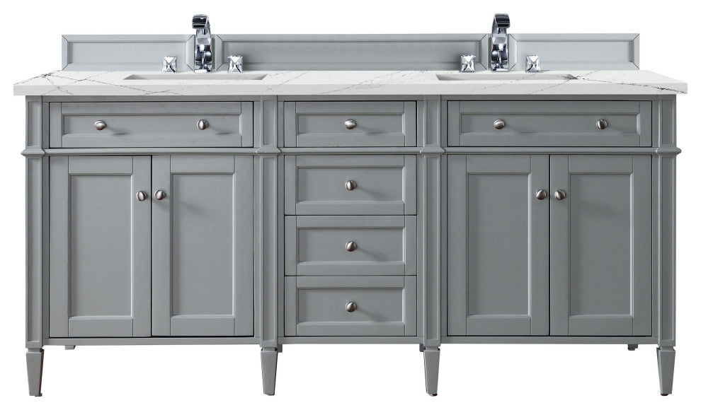 James Martin 650-V72-UGR-3ENC 72" Urban Gray Double Vanity w/ 3 CM Quartz Top