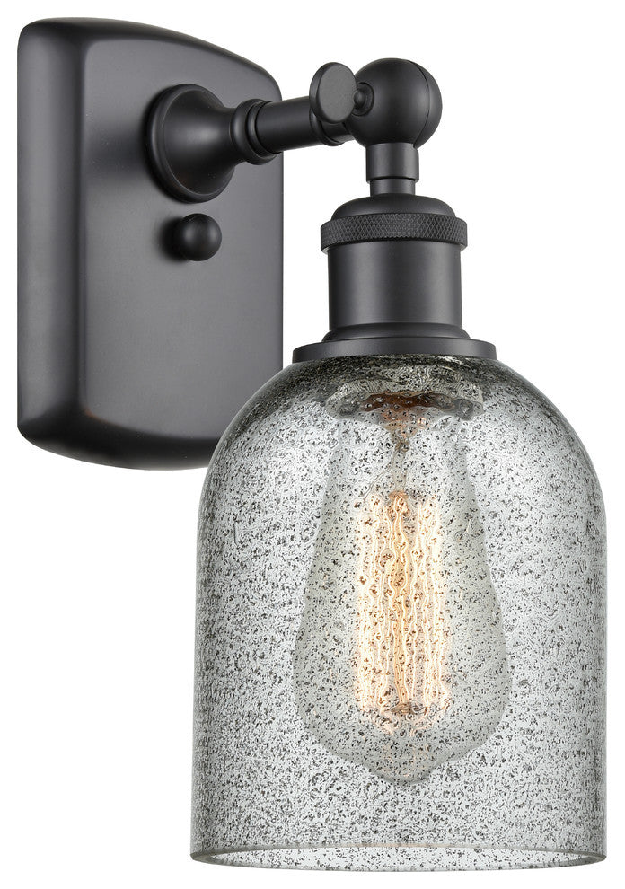 1-Light Caledonia 5" Sconce, Matte Black, Shade: Charcoal
