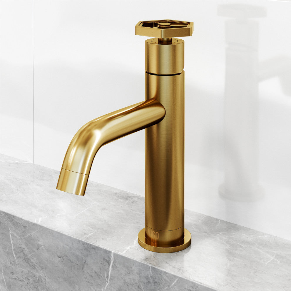 VIGO Ruxton 8" H Single Handle Single Hole Bathroom Faucet, Matte Brushed Gold, Without Extras