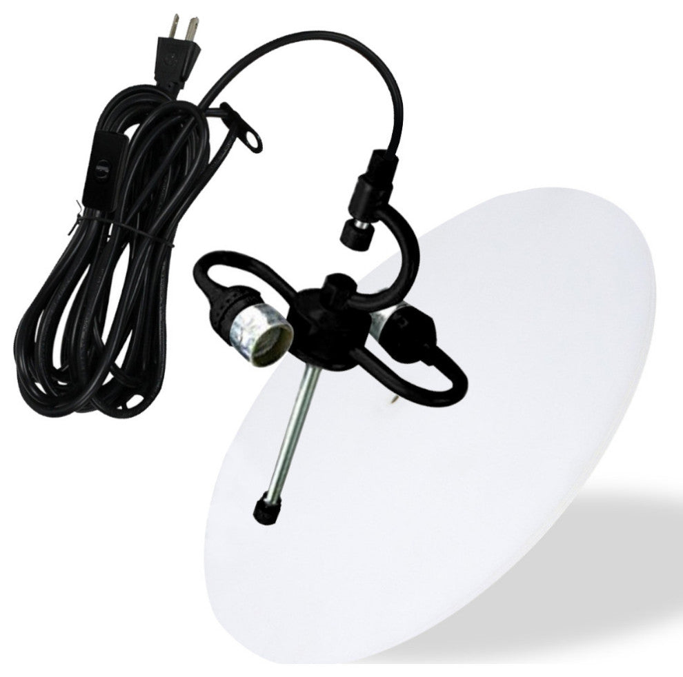 2 Light Swag Plug-In Pendant 18"w White Linen with Diffuser, Black Cord