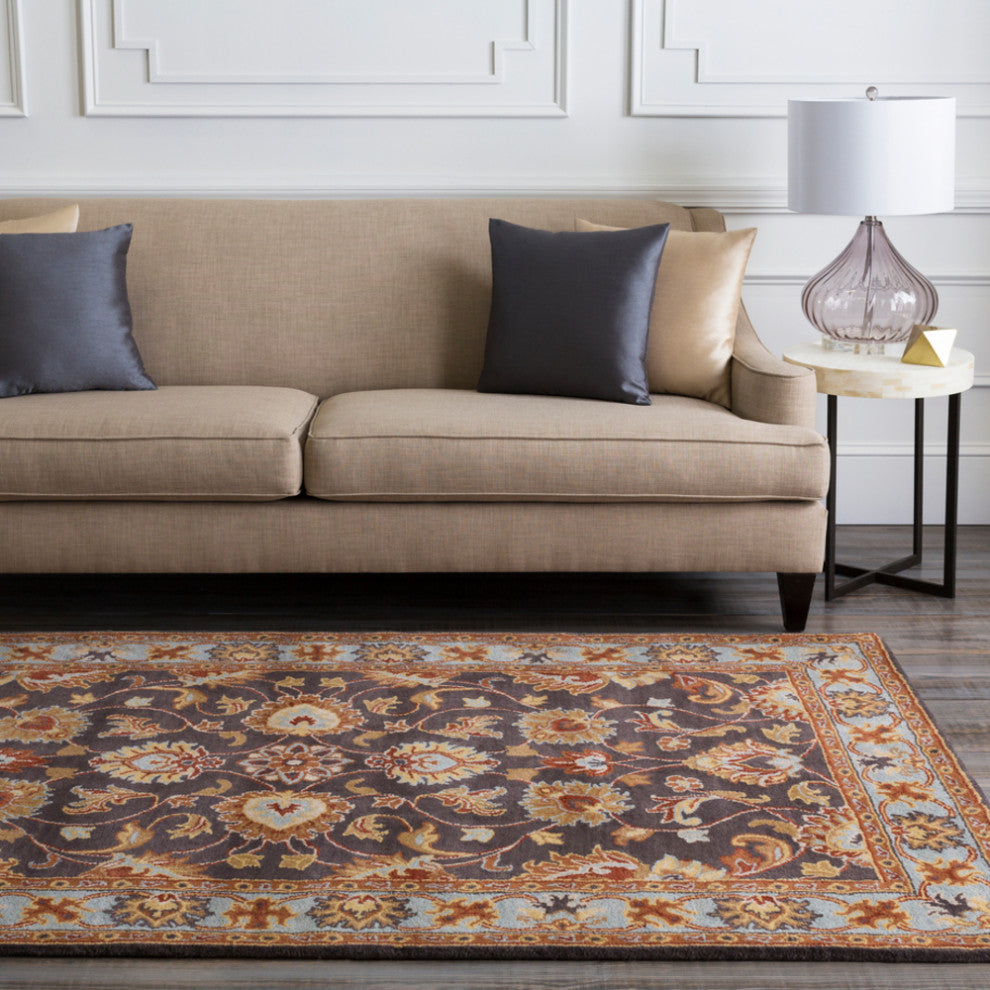 Surya Caesar CAE-1001 Traditional Area Rug, Charcoal, 4' Square