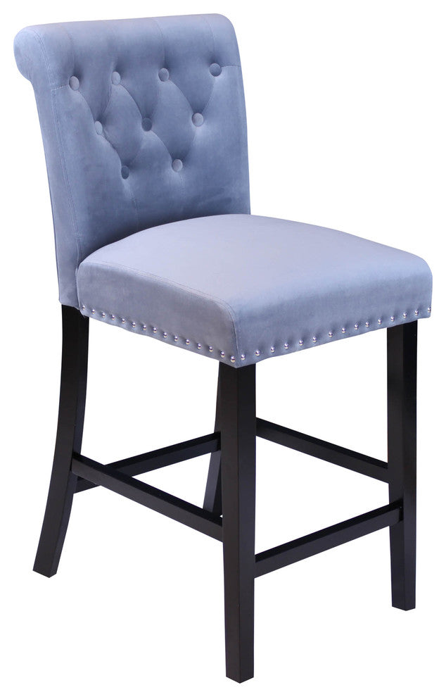 Markelo Velvet Counter Chairs, Set Of 2, Sharkfin Gray