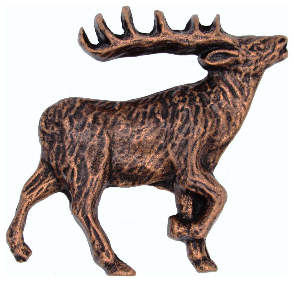 Walking Elk Right Facing Cabinet knob, Antique Copper