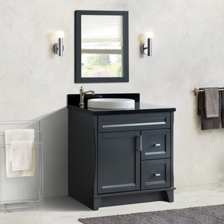 37" Single Sink Vanity, Dark Gray Finish With Black Galaxy Granite