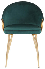 Claire Chair, Gold Metal, Emerald Green Velvet