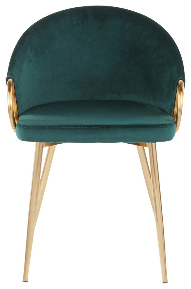 Claire Chair, Gold Metal, Emerald Green Velvet