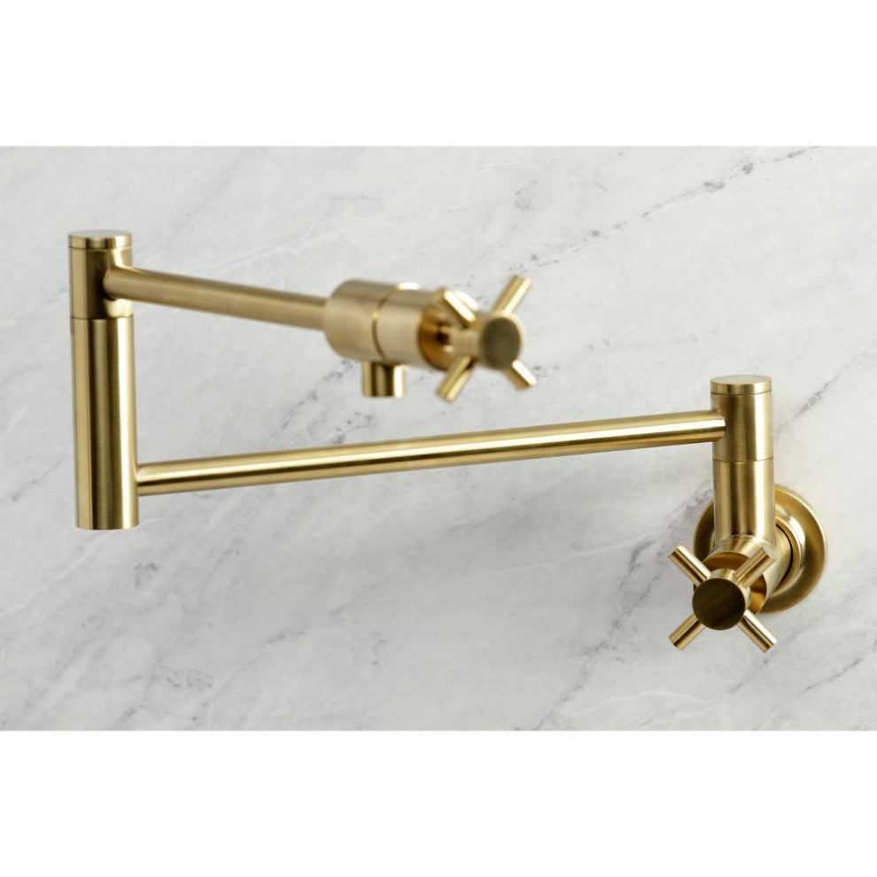 Kingston Brass KS4107DX Concord Wall Mount Pot Filler, Brushed Brass
