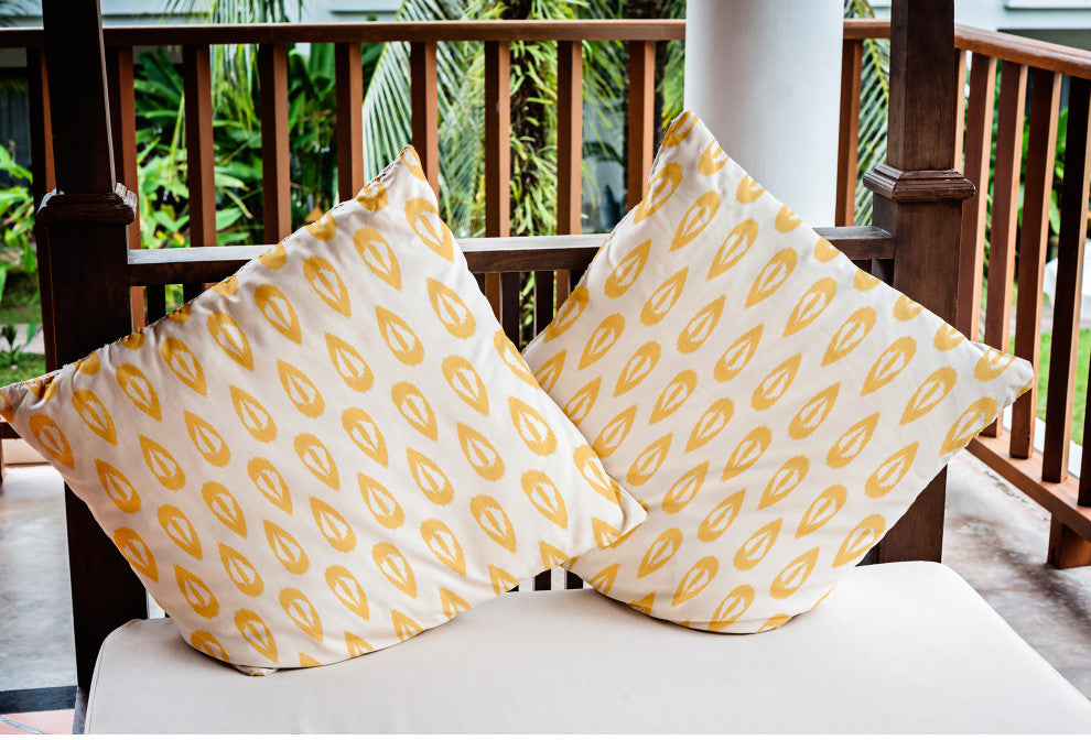 Ikat Tears Indoor/Outdoor Throw Pillow, Sunshine Yellow, 16x16"