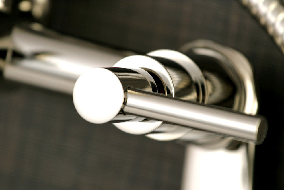 Aqua Vintage 7" Adjustable Wall Mount Tub Faucet, Polished Nickel