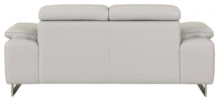 2-Piece Indoor Light Gray Italian Leather Five Person Seating Set