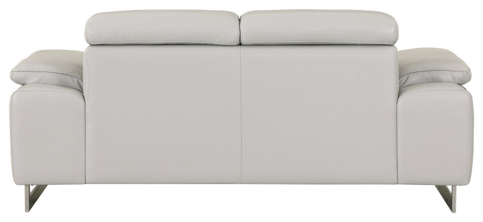 2-Piece Indoor Light Gray Italian Leather Five Person Seating Set