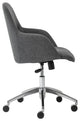 Minna Low Back Office Chair, Polished Aluminum Base, Dark Gray