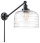 Bell Swing Arm With Switch, Matte Black, Clear Deco Swirl, Clear Deco Swirl