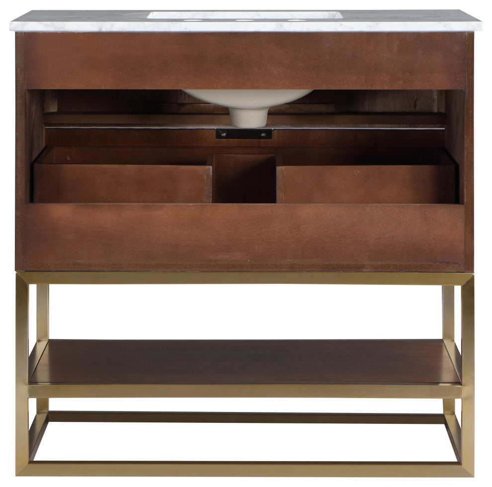 Monad Bathroom Vanity, Walnut, 36" Wide