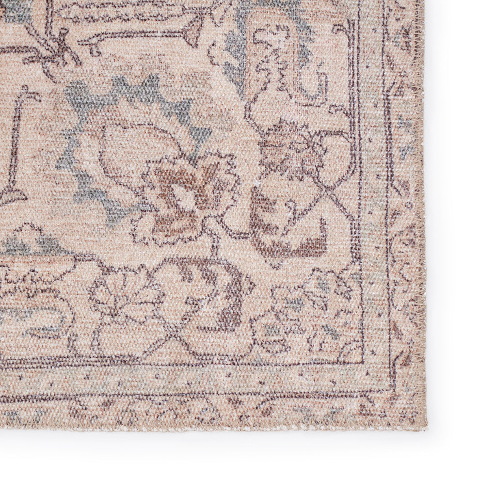 Machine Washable Parisa Medallion Light Blue and Light Tan Area Rug, 6'x9'