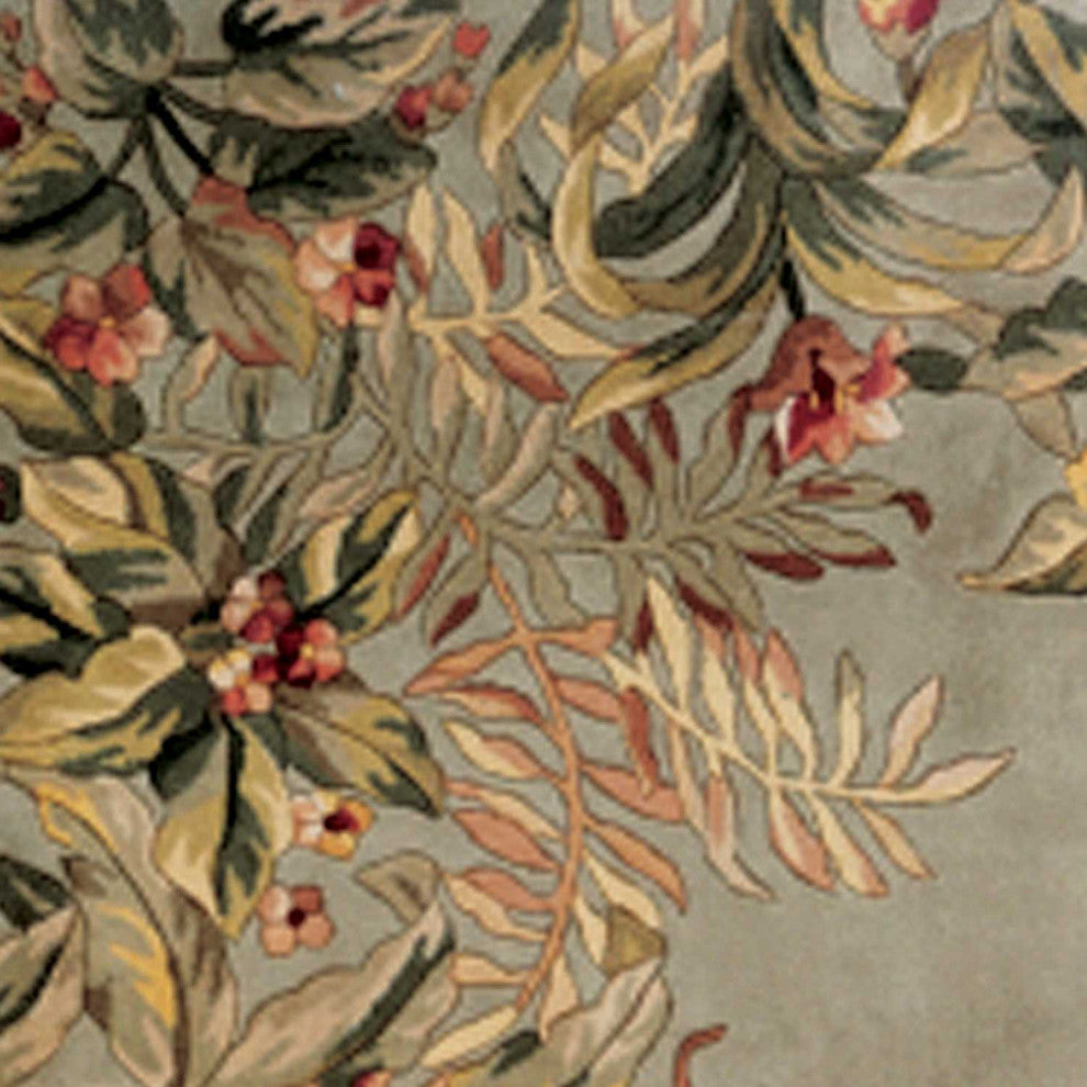 HomeRoots 4'x6' Sage Green Hand Tufted Bordered Floral Indoor Area Rug