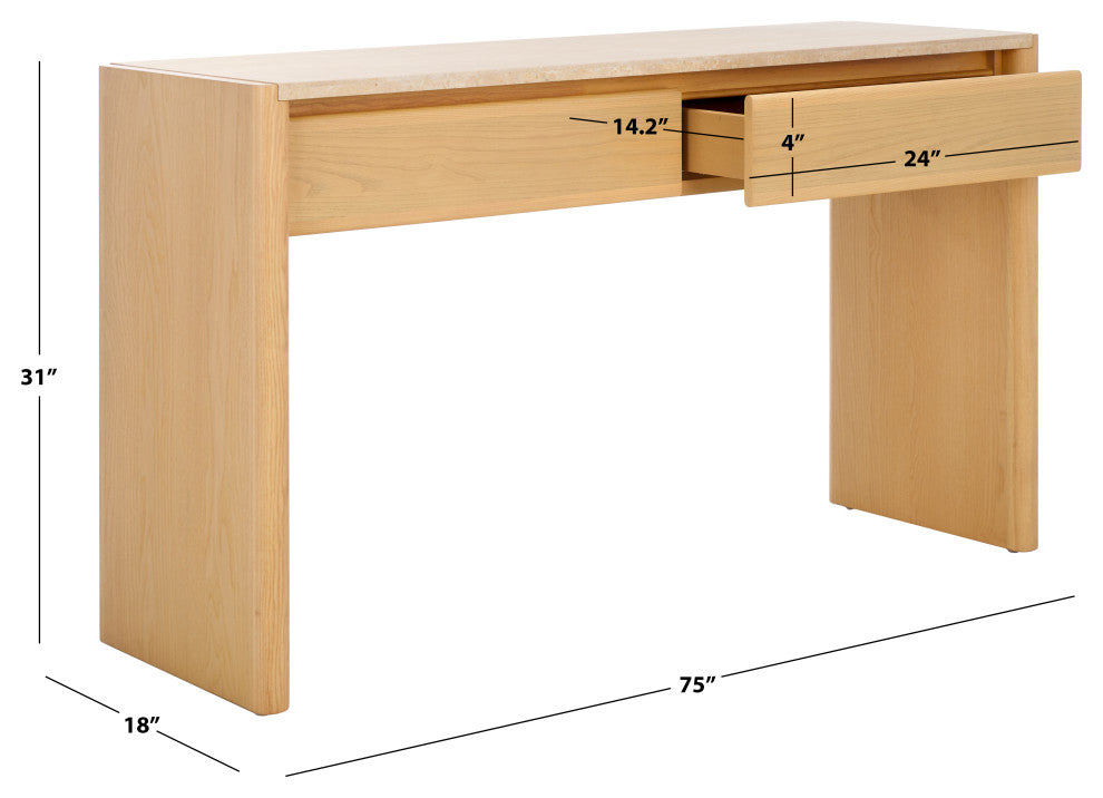 Safavieh Couture Bellarose Traver Console Table, Natural/Travertine