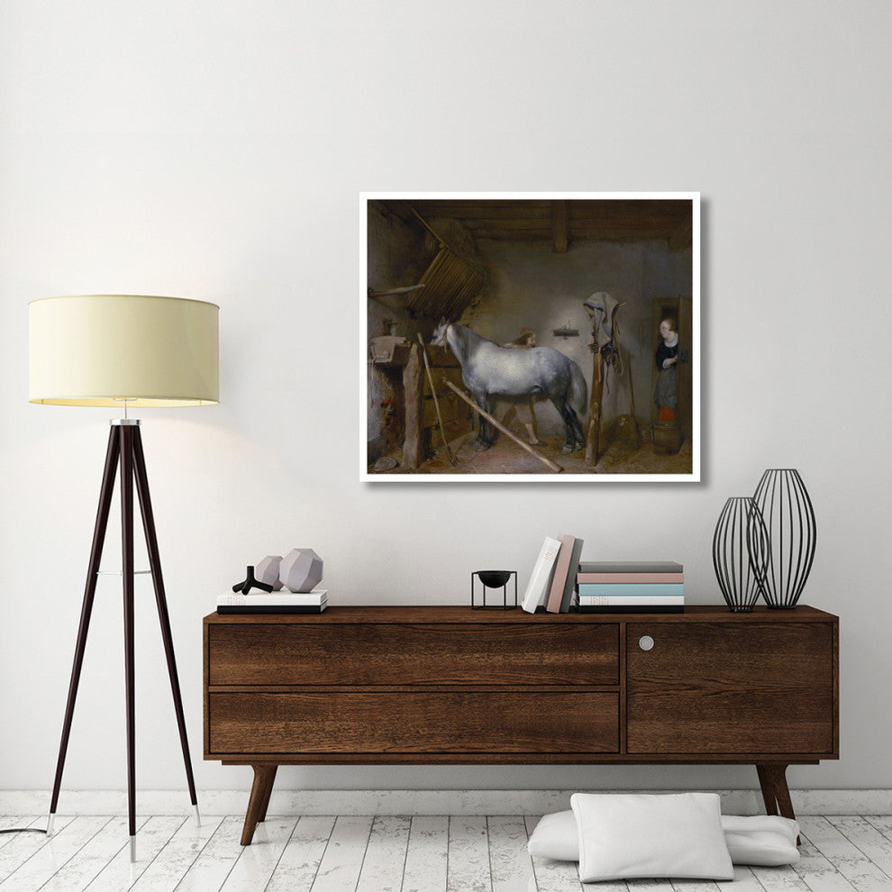 "Horse Stable" Digital Paper Print by Gerard ter Borch, 46"x39"